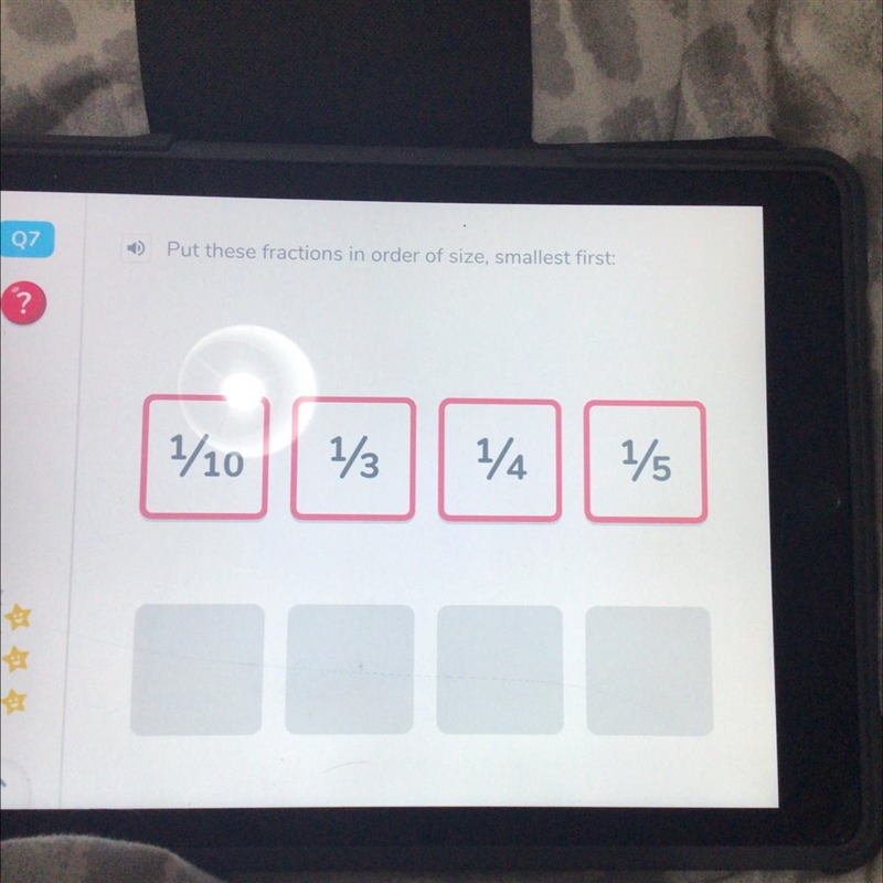 Put these fractions in order of size, smallest first-example-1