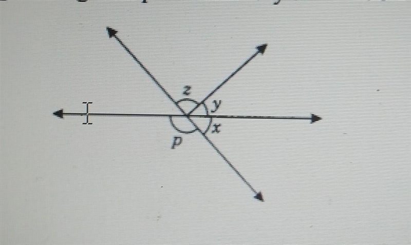 In the given figure p=120° and y : z=2 : 3 Find x, y and z​-example-1