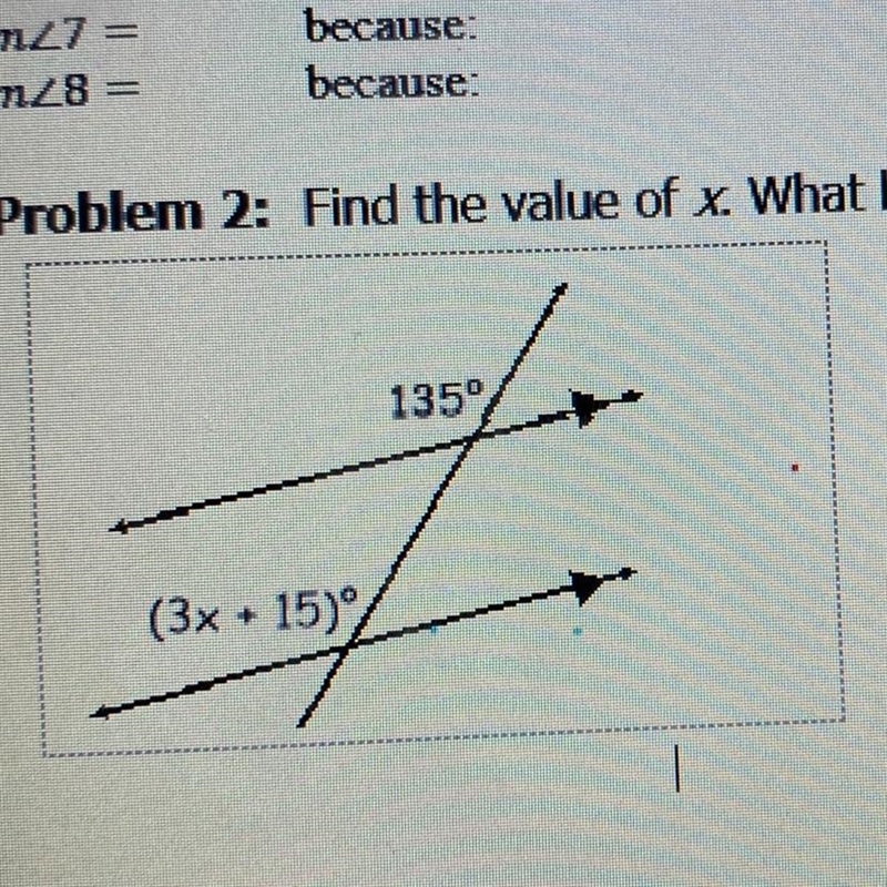 Find the value of x. What kind of angles are these?-example-1