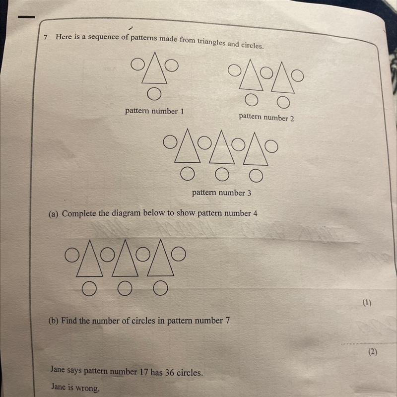 Gles and circles. 있 pattern number 1 pattern number 2 pattern number 3 (a) Complete-example-1