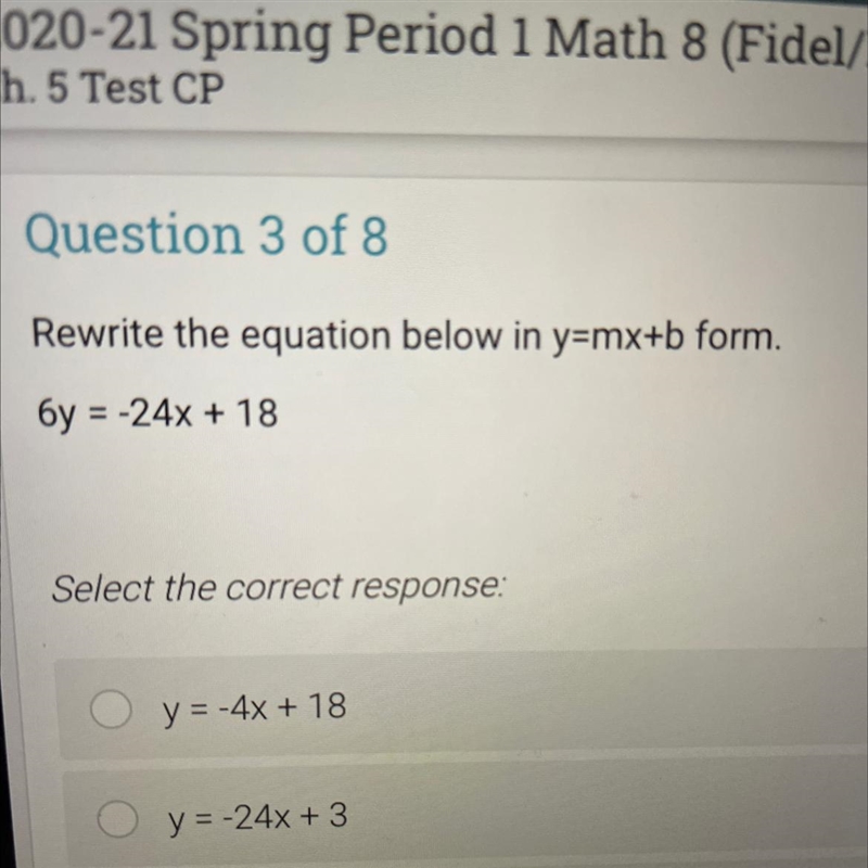 Rewrite the equation in y=mx+b form 6y=-24+18p-example-1