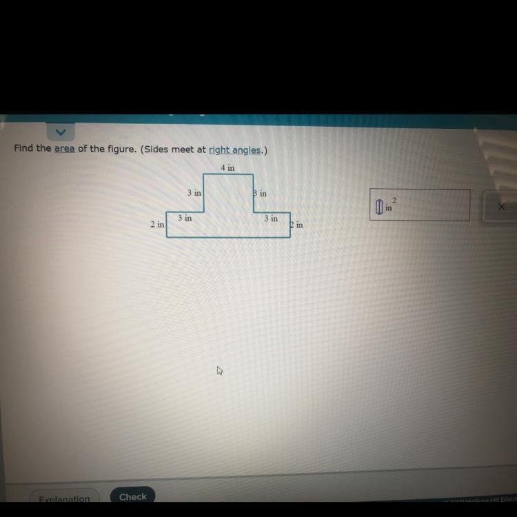 Find the area of the figure. Sides meet at right angles. No links please :)-example-1