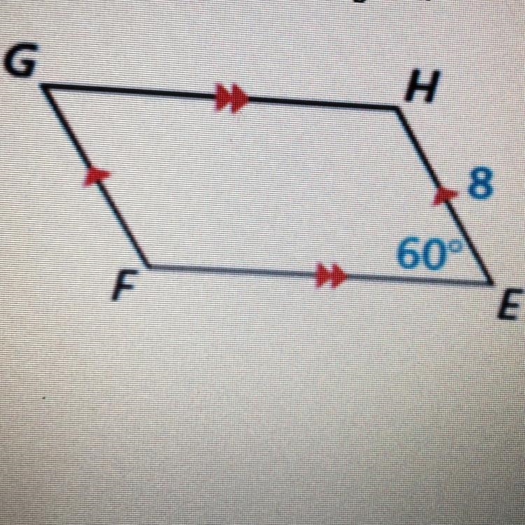 1. Solve for the following parts of the Parallelogram a Line GF = b. Angle G= c. Angle-example-1