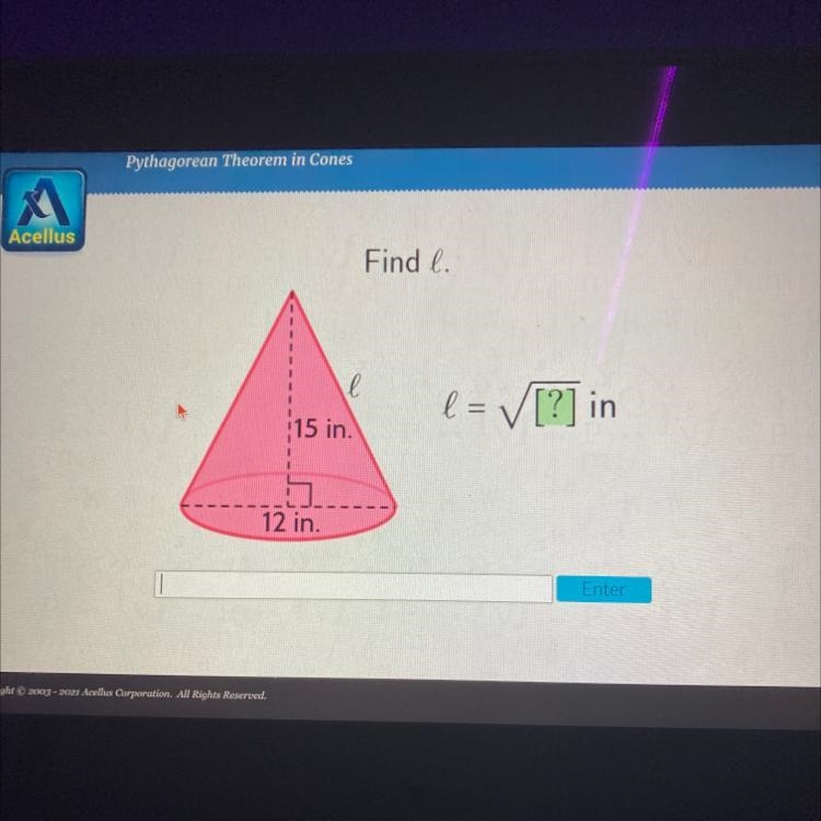 Find l. l l= [?] in 115 in. 12 in. please help me i’m desperate-example-1