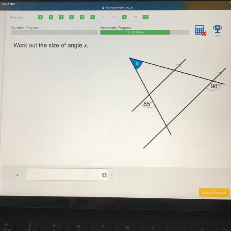 Work out the size of angle x-example-1