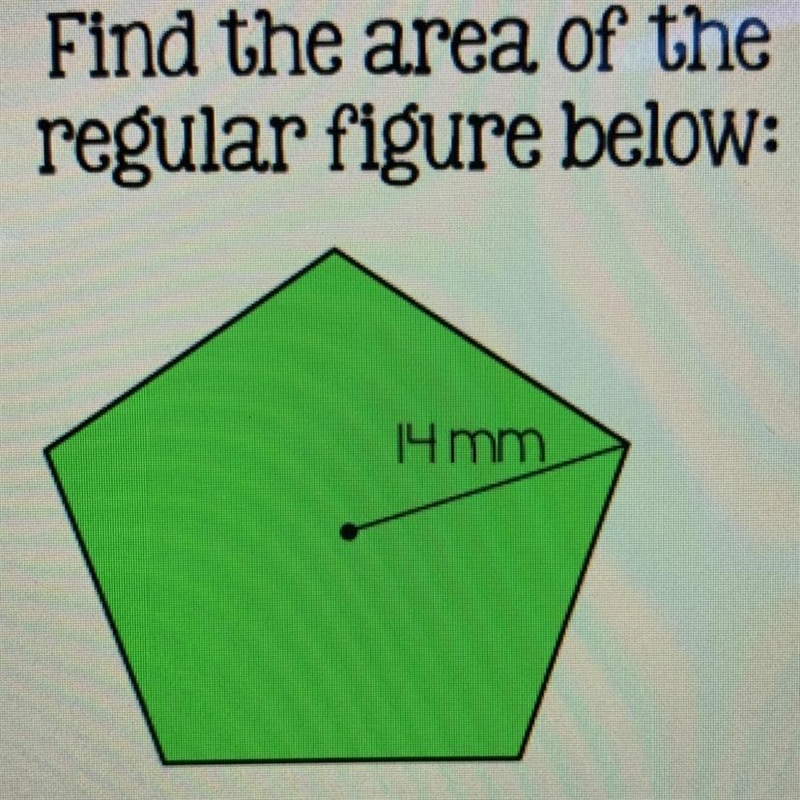 Find the area of the regular figure below: A) 466 mm2 B) 430 mm2 C) 404 mm2 D) 495 mm-example-1