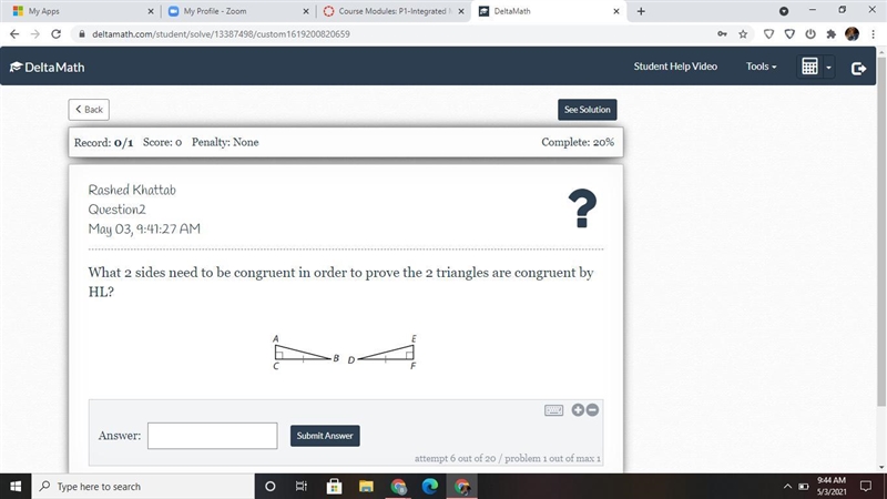 What 2 sides need to be congruent in order to prove the 2 triangles are congruent-example-1