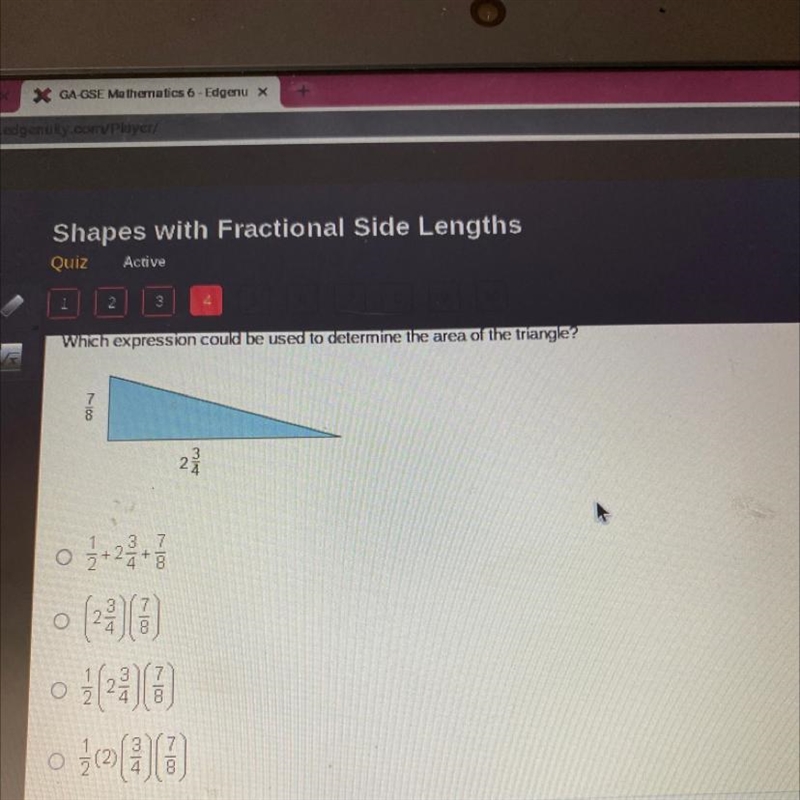 Which expression could be used to determine the area of the triangle?-example-1