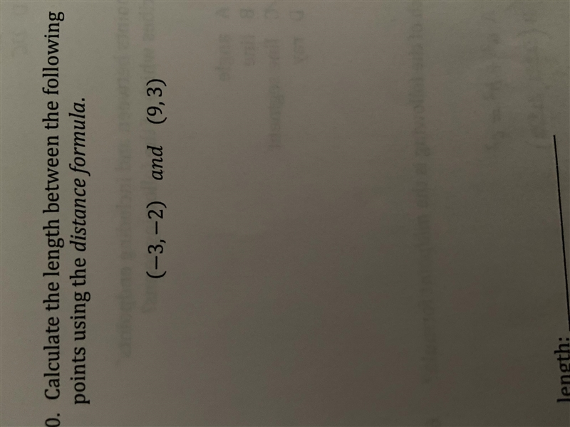 Calculate the length between the following points using the distance formula. Help-example-1