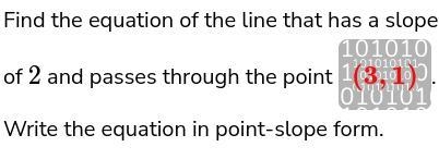 Write the equation of the line described below in point-slope form.-example-1