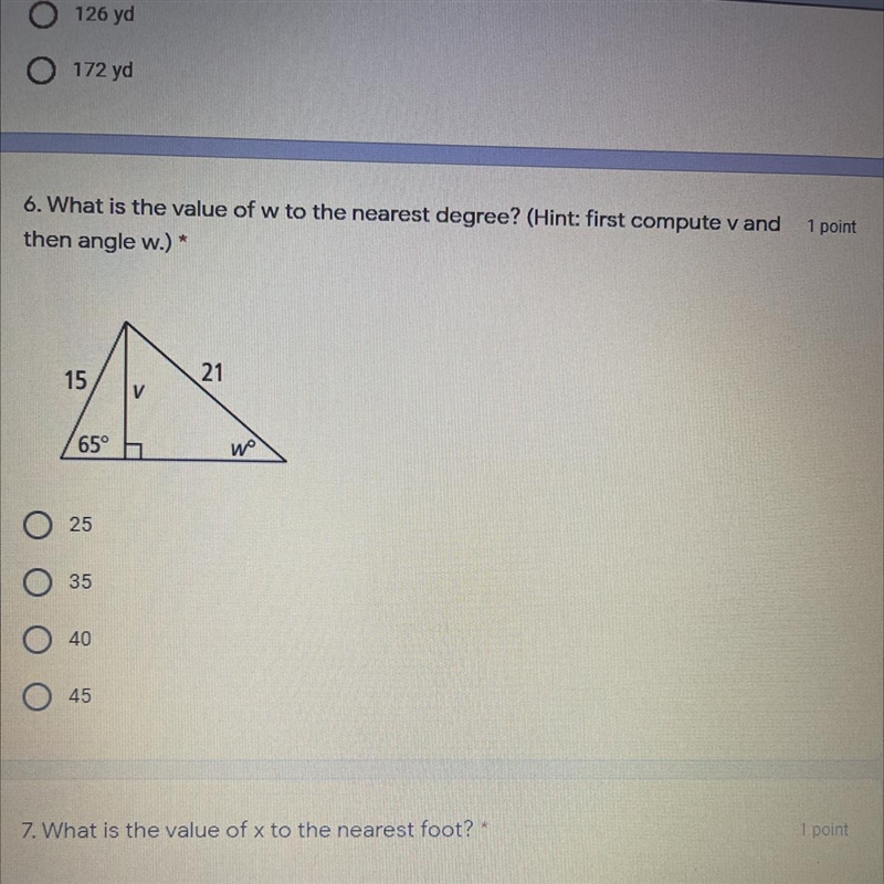 1point 6. What is the value of w to the nearest degree? (Hint: first compute vand-example-1