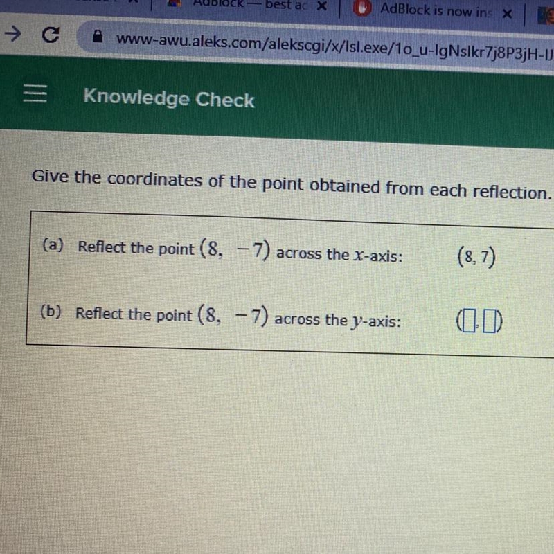 Give the coordinates of the point obtained from each reflection. Reflect the point-example-1