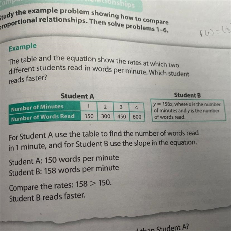 How much faster does Student B read than Student A?-example-1