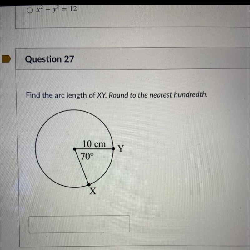 Find the arc length of XY. Round to the nearest hundredth.-example-1