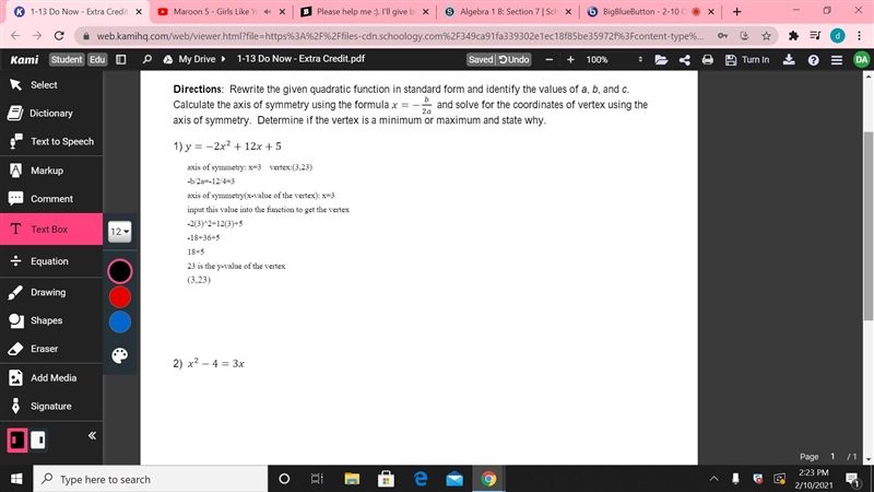 Help me with number 2 plz. Its vertex-example-1