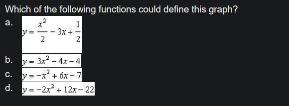 Which of the following functions could define this graph?-example-2