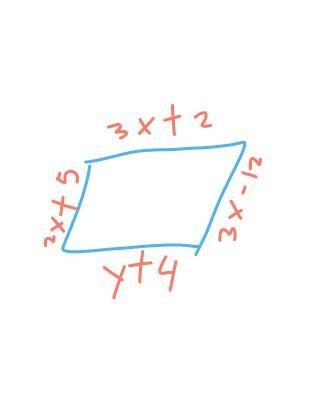 Find the value of x and y that will make each quadrilateral a parallelogram.​-example-1