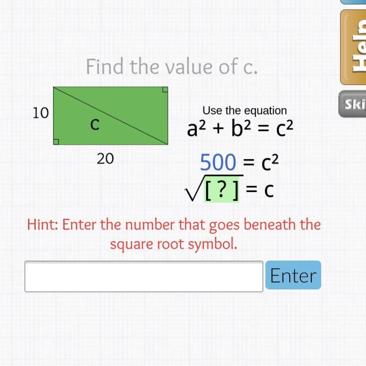 What number goes under the square root and how do you get the answer :)?-example-1