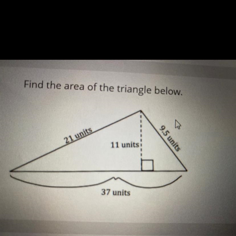 Find the area of the triangle below.-example-1