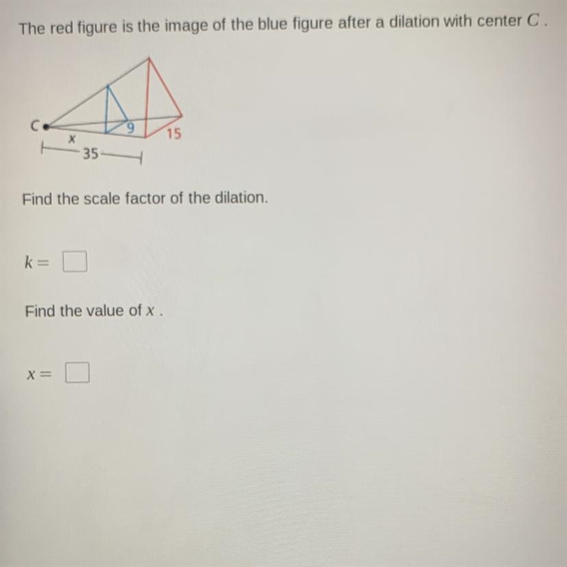 Find the scale factor and the value of x. HELP !-example-1