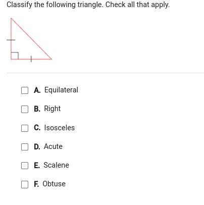 Classify the following triangle. Check all that apply.-example-1