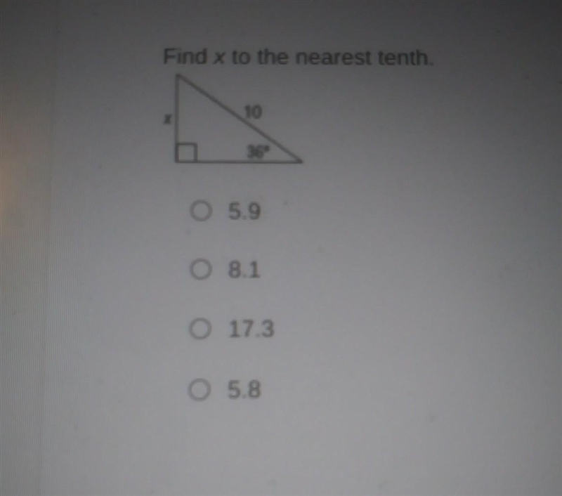 Find x to the nearest 10th help pls​-example-1