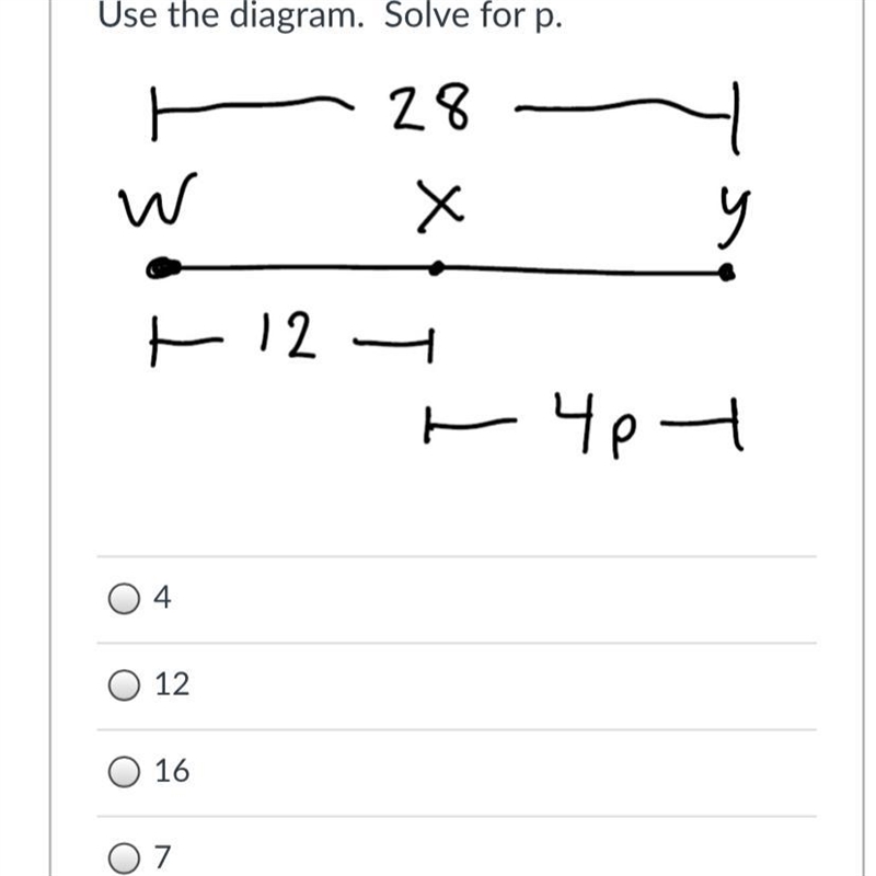 Use the diagram. Solve for p.-example-1