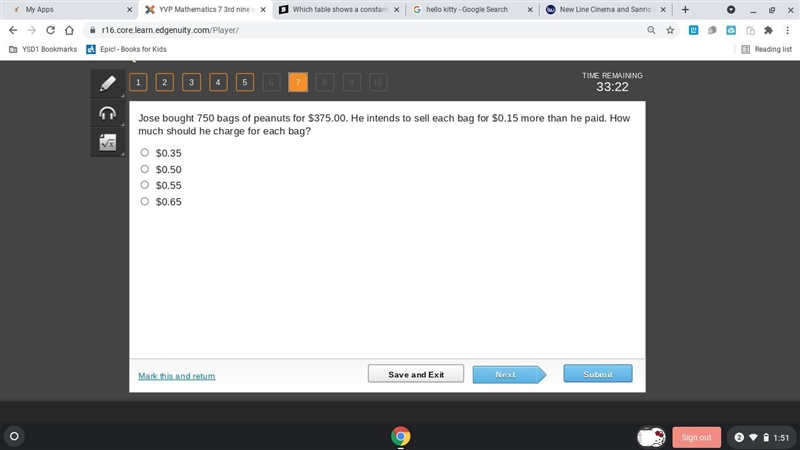 Jose bought 750 bags of peanuts for $375.00. He intends to sell each bag for $0.15 more-example-1