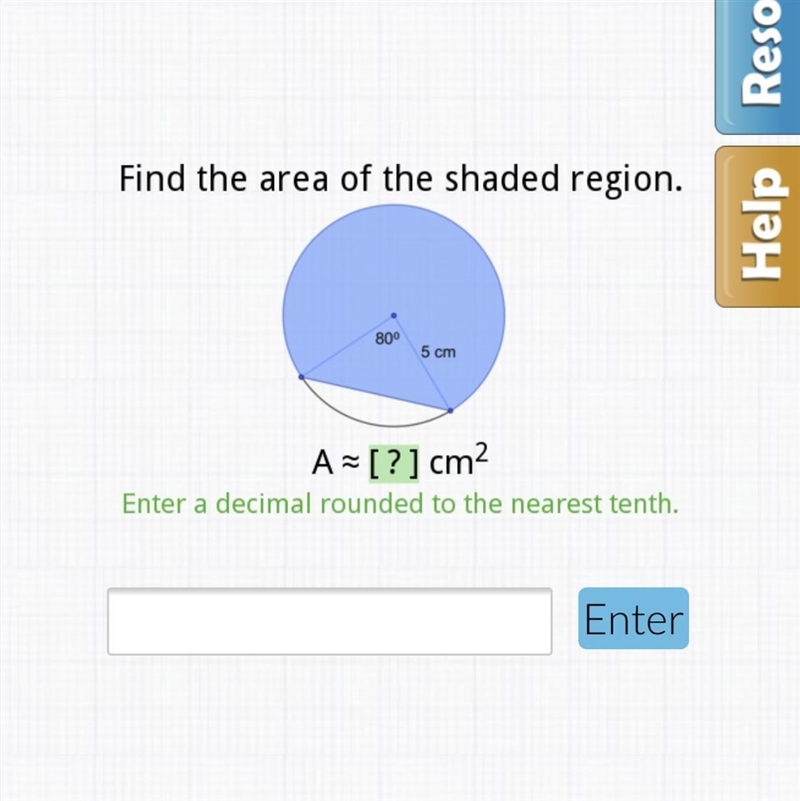 Find the area of the shaded region. Round to the nearest tenth-example-1