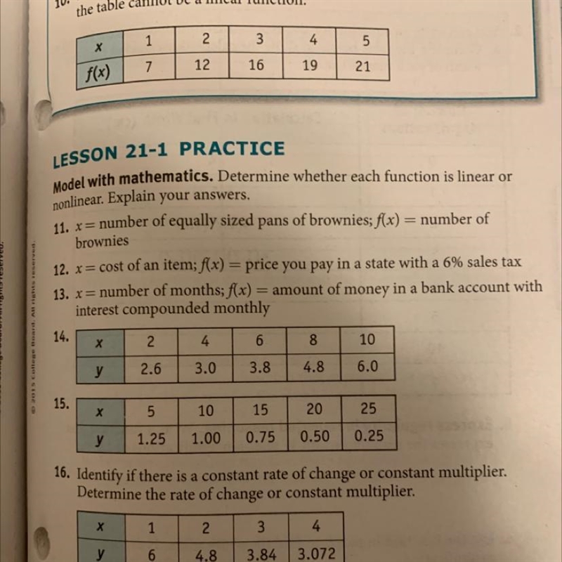 Nonlinear, Explain your answers, 11. * = number of equally sized pans of brownies-example-1