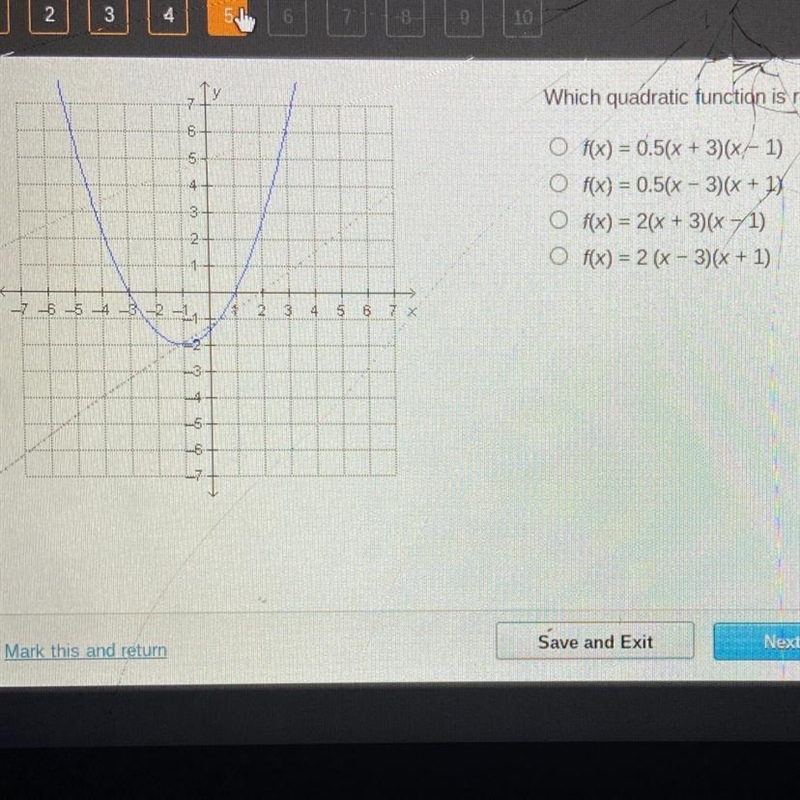 Pls help asap Which quadratic function is represented by the graph?-example-1