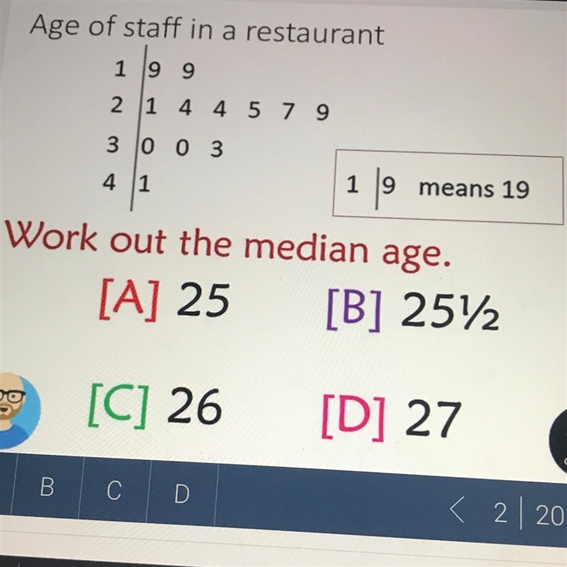 Work out the median age !!-example-1