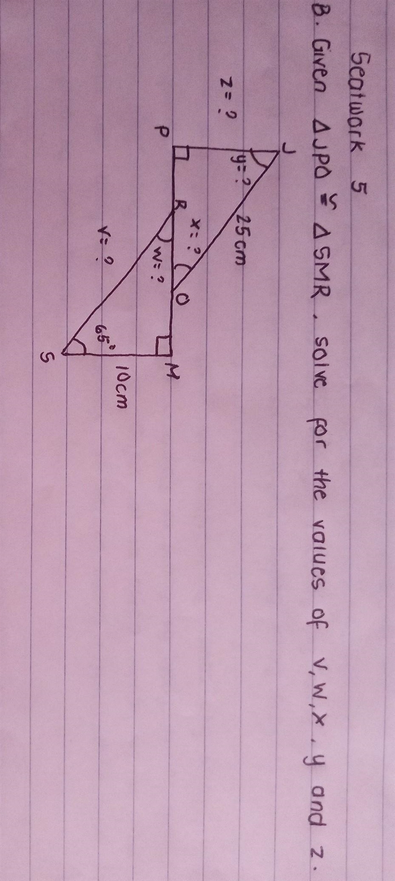 Seatwork 5, solve for the values of v, w, x, y and z​-example-1