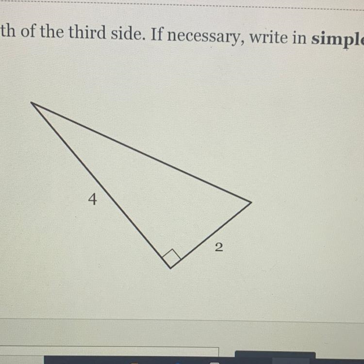 Find the length of the third side. If necessary, write in simplest radical form.-example-1