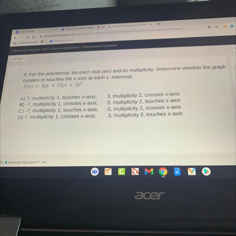 40 Points!!!!!!!!!! For the polynomial, list each real zero and its multiplicity. Determine-example-1