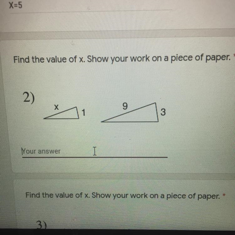 Find the value of x. Show your work of a piece of paper-example-1