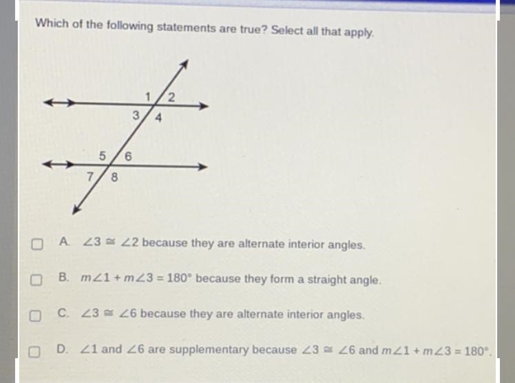 Which of the following statements are true? Select all that apply *Picture Shown Above-example-1