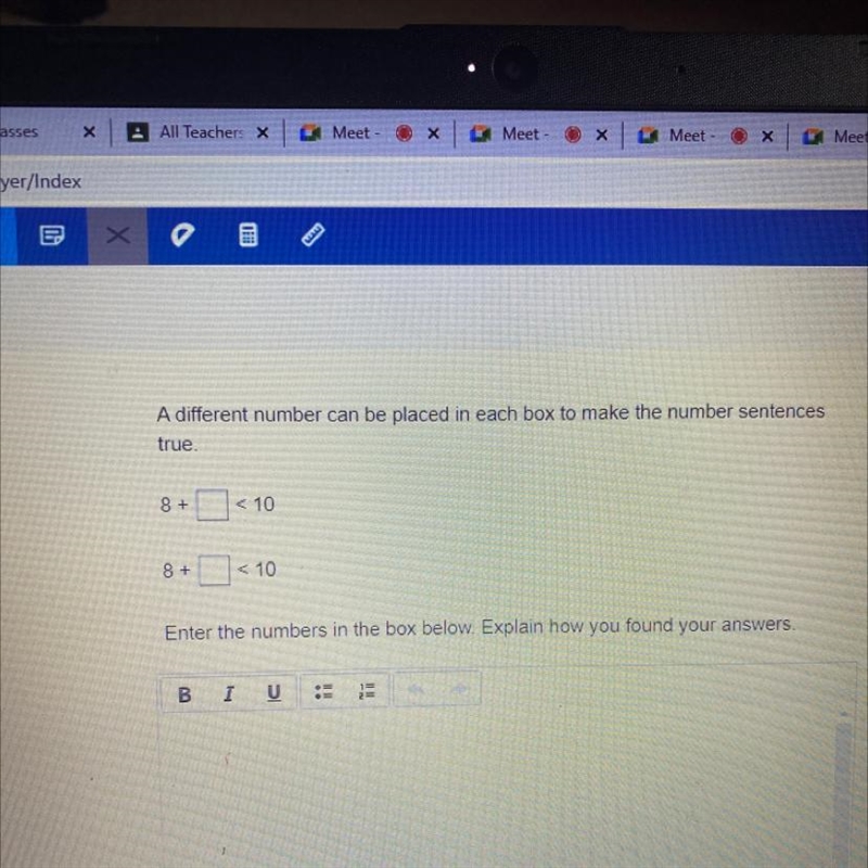 A different number can be placed in each box to make the number sentences true. 8 + &lt-example-1