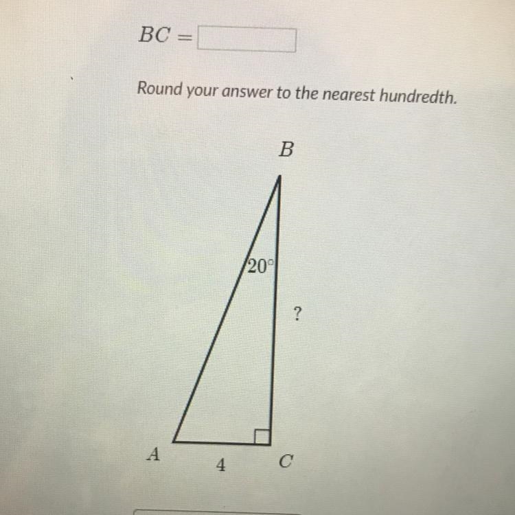 BC = Round your answer to the nearest hundredth. B 200 ? А 4-example-1