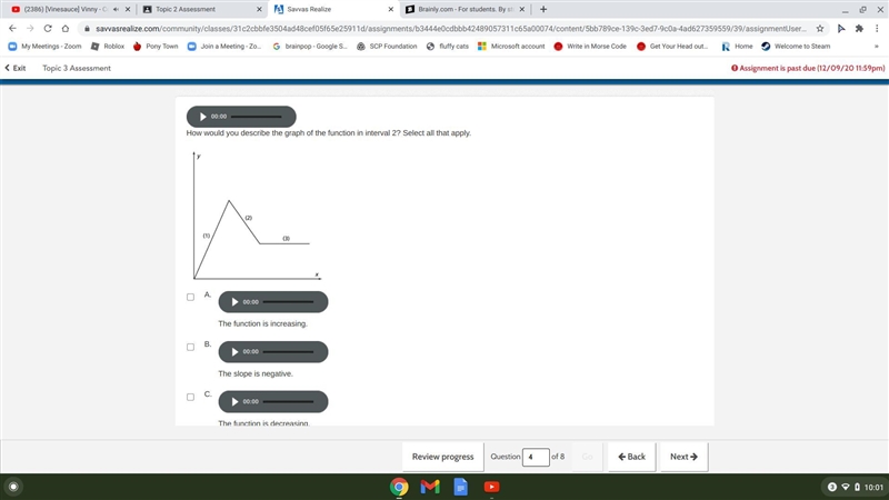 How would you describe the graph of the function in interval 2? Select all that apply-example-1