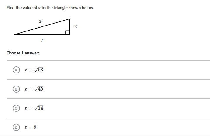 Find the value of x in the triangle shown below.-example-1