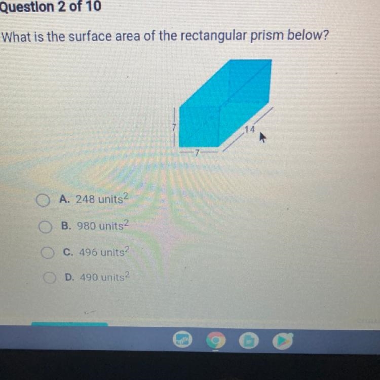 What is the surface area of the rectangular prism below?-example-1