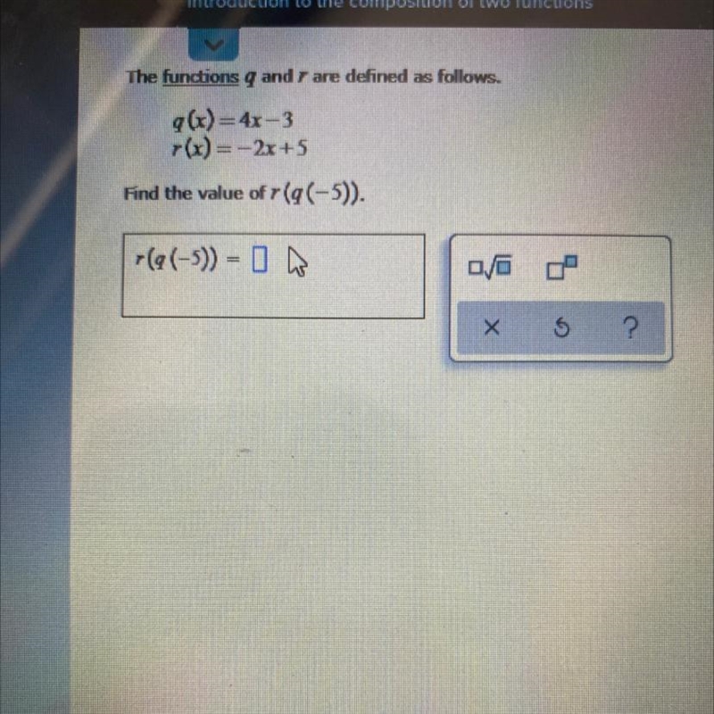 Find the value of r(q(-5)).-example-1