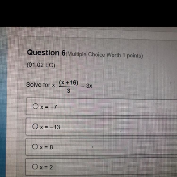 Solve for X ( 9th grade Algebra 1)-example-1