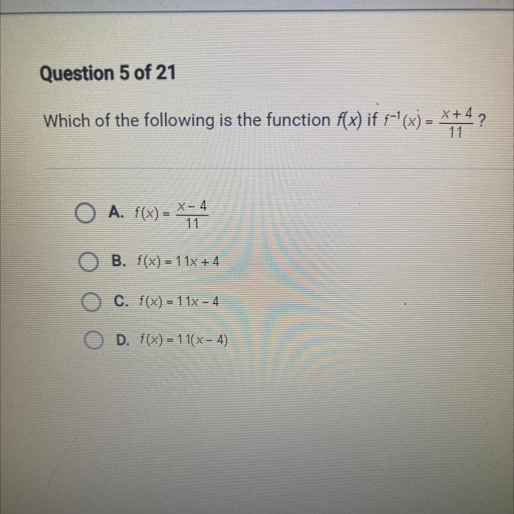 Which of the following is the function f(x) if f'(x) = *#4? O A. f(x) = **** B. f-example-1