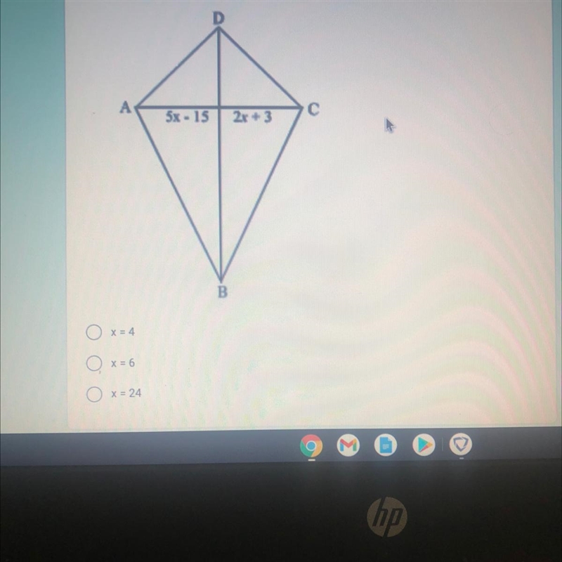 ABCD is a kite. Solve for x.-example-1