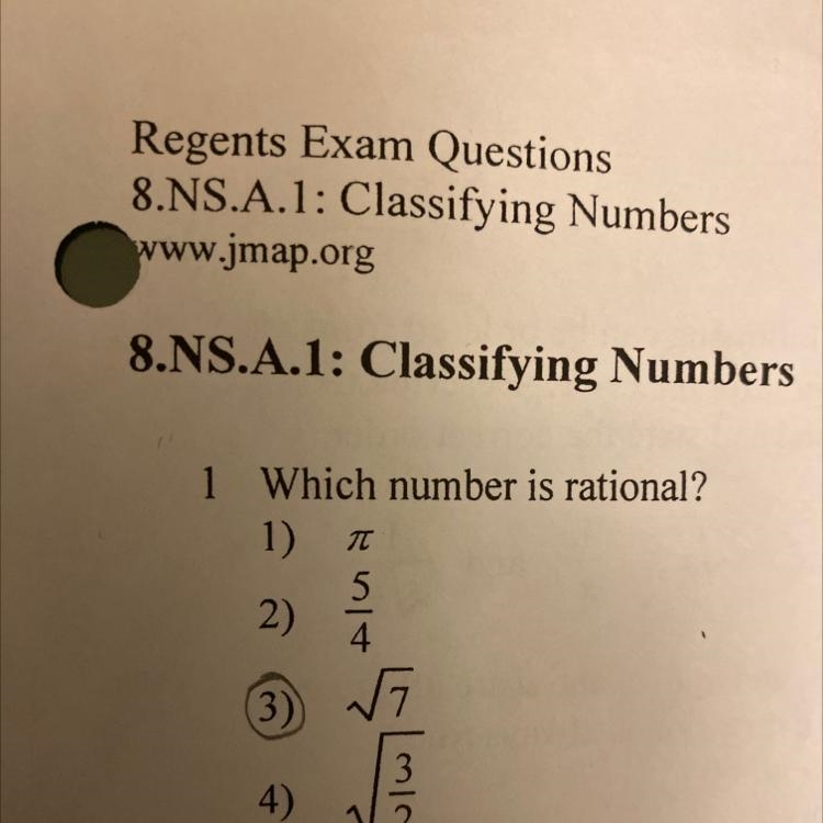 1 Which number is rational? 1) TT 5 2) 4 3) 5 3 4) Can you plz help me? I’m in a hurry-example-1