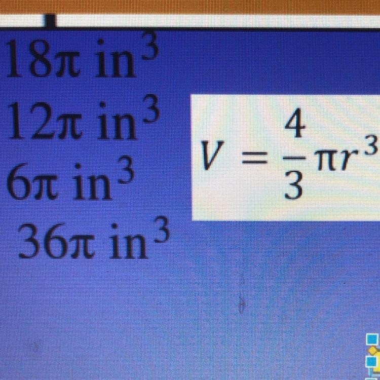 What is the volume of a spherical water balloon with a radius of 3 inches?-example-1