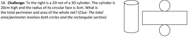 The cylinder is 20cm high and radius of its circular face is 3cm What is the total-example-1