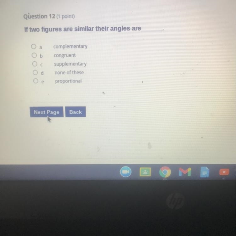 If two figures are similar their angles are a complementary congruent supplementary-example-1